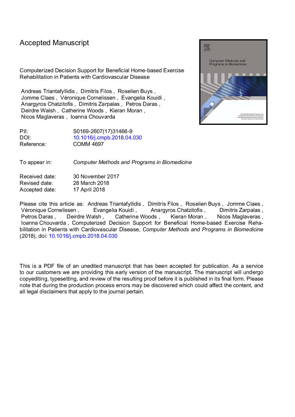 Computerized decision support for beneficial home-based exercise rehabilitation in patients with cardiovascular disease