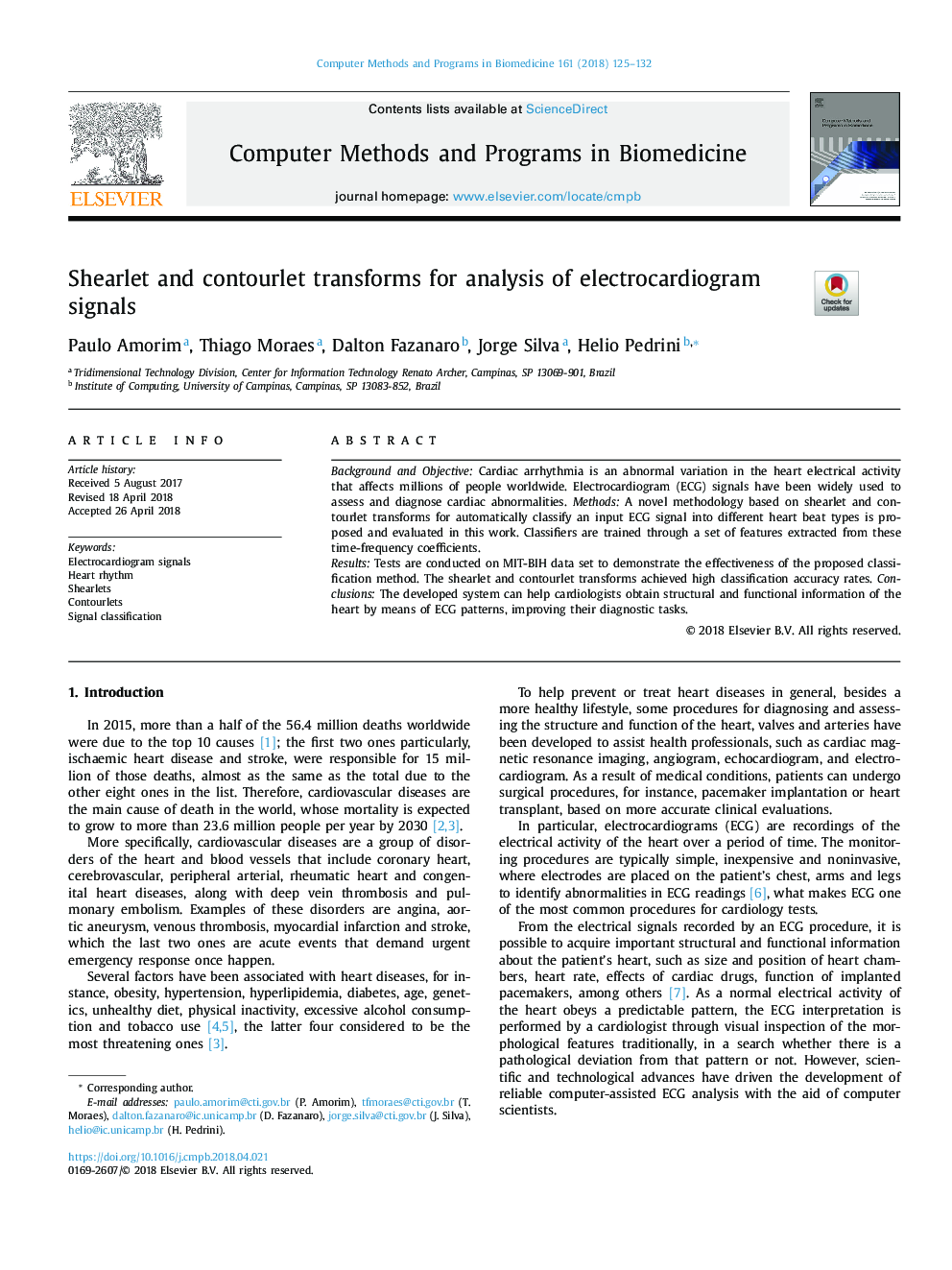 Shearlet and contourlet transforms for analysis of electrocardiogram signals