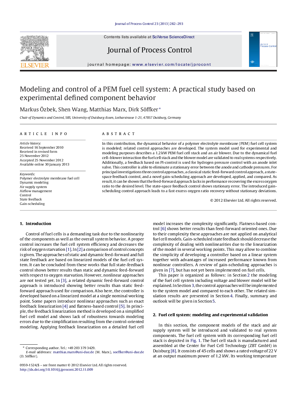 عکس صفحه اول مقاله: Modeling and control of a PEM fuel cell system: A practical study based on experimental defined component behavior Modeling and control of a PEM fuel cell system: A practical study based on experimental defined component behavior