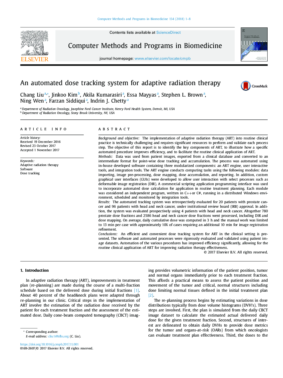 An automated dose tracking system for adaptive radiation therapy