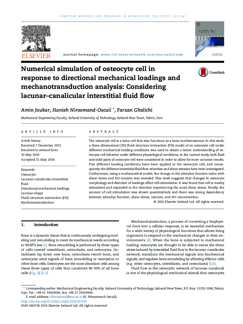 Numerical simulation of osteocyte cell in response to directional mechanical loadings and mechanotransduction analysis: Considering lacunar-canalicular interstitial fluid flow