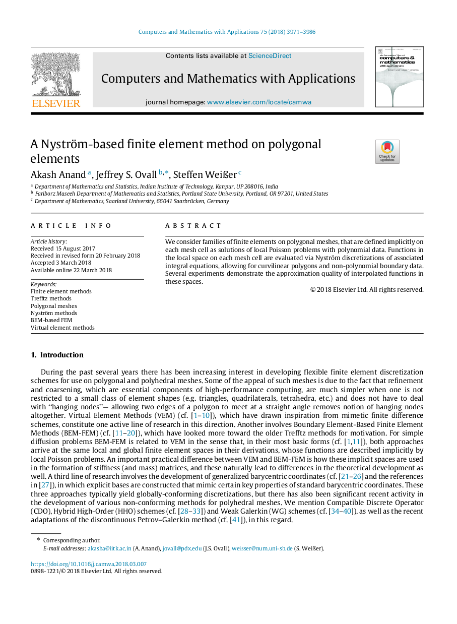 A Nyström-based finite element method on polygonal elements