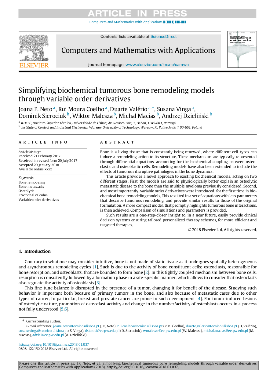 Simplifying biochemical tumorous bone remodeling models through variable order derivatives