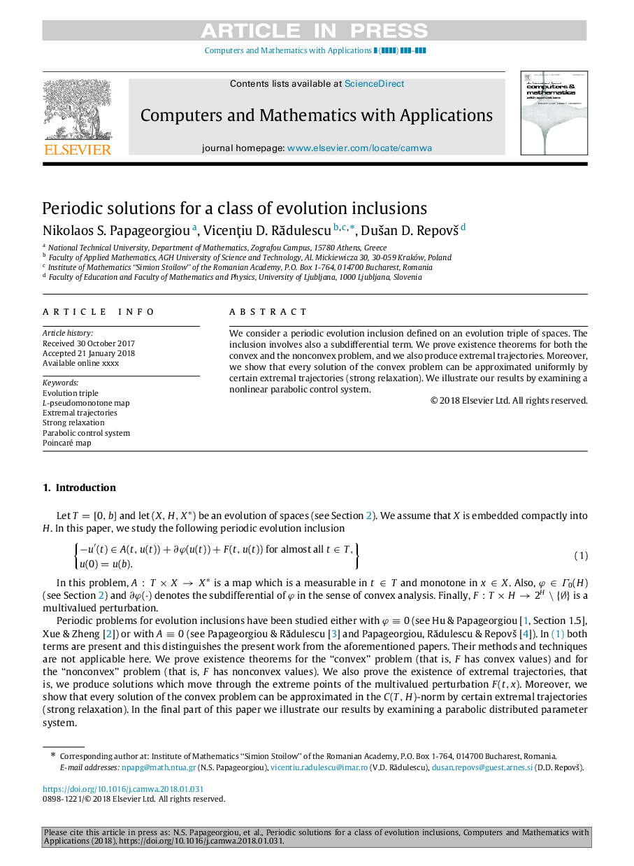 Periodic solutions for a class of evolution inclusions