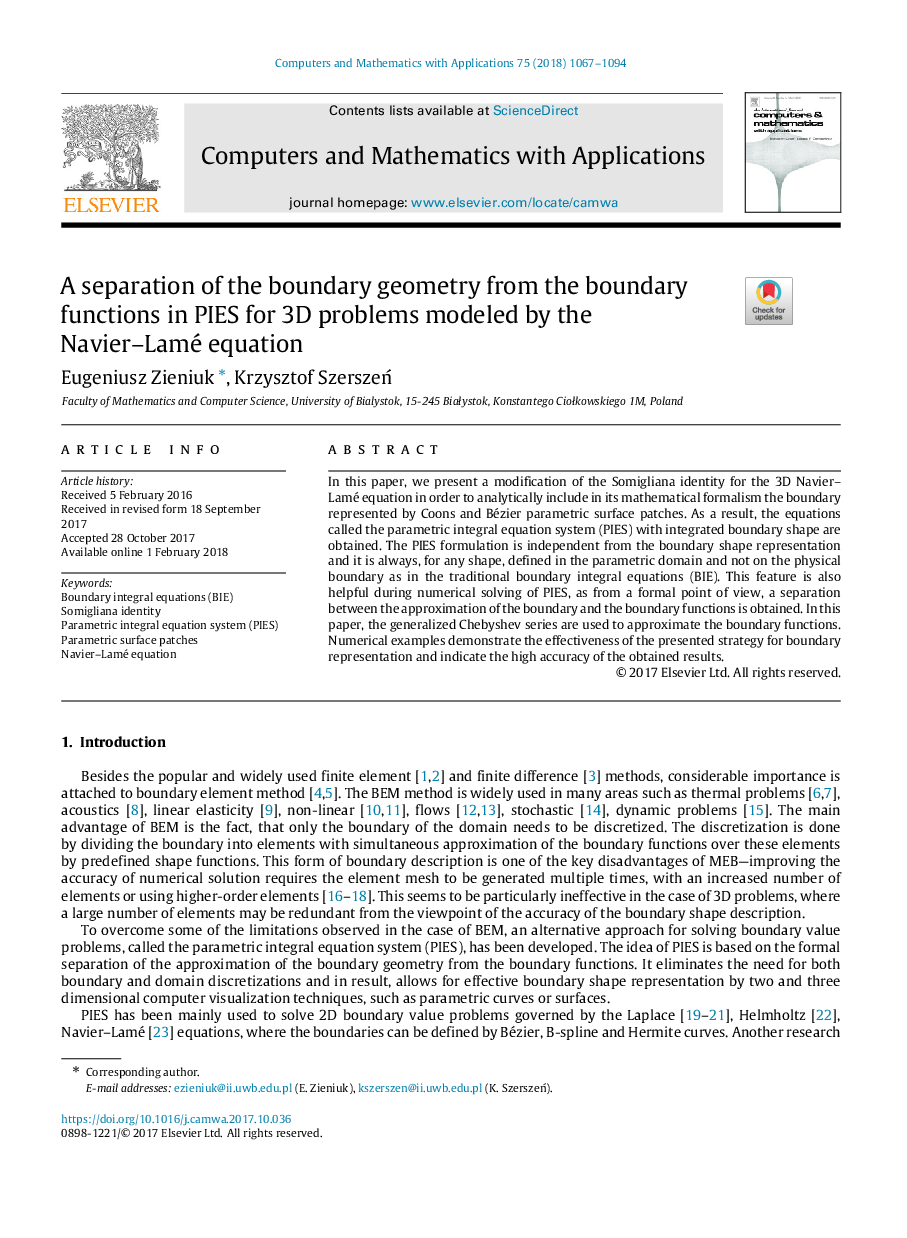 A separation of the boundary geometry from the boundary functions in PIES for 3D problems modeled by the Navier-Lamé equation