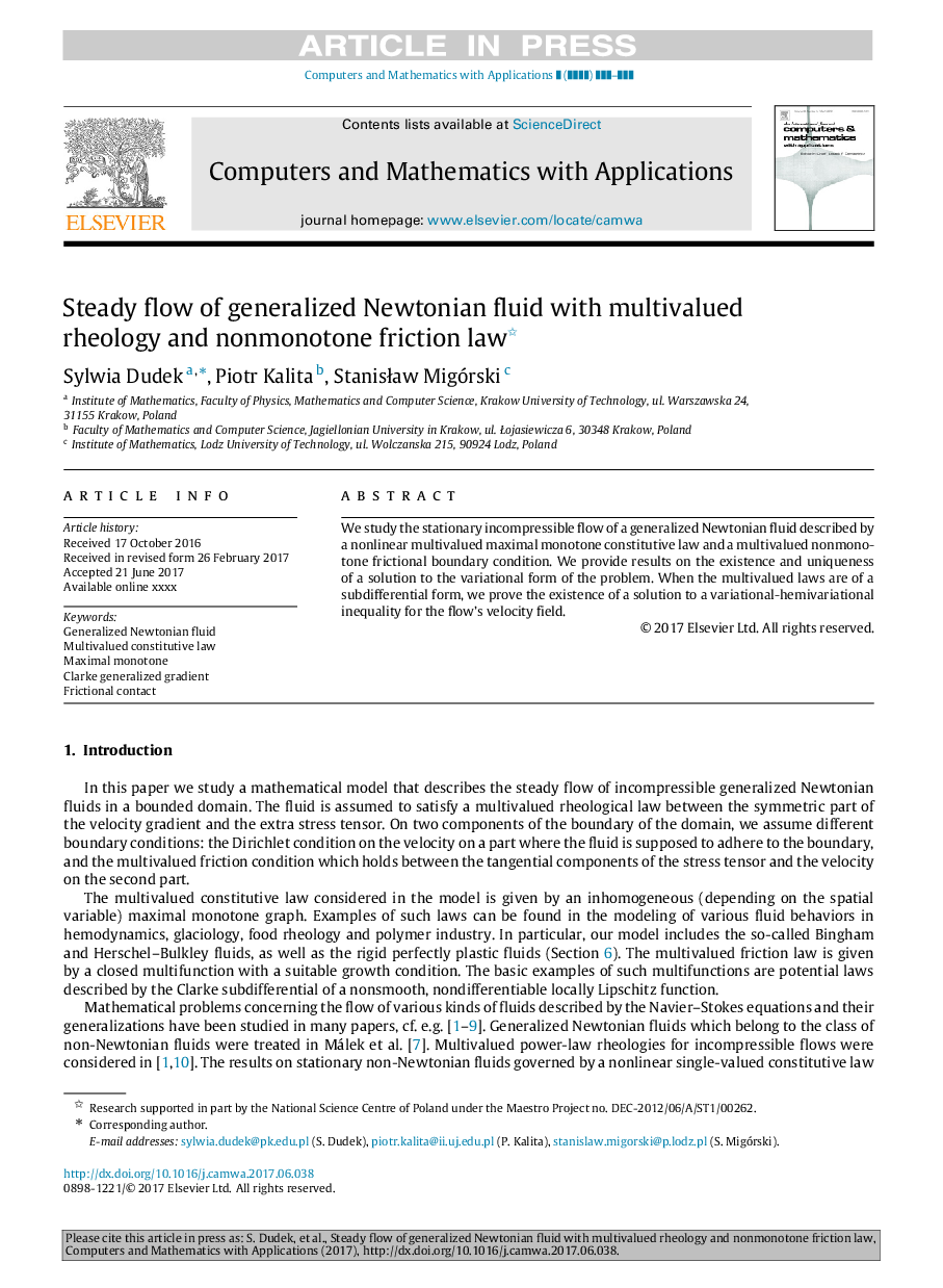 Steady flow of generalized Newtonian fluid with multivalued rheology and nonmonotone friction law