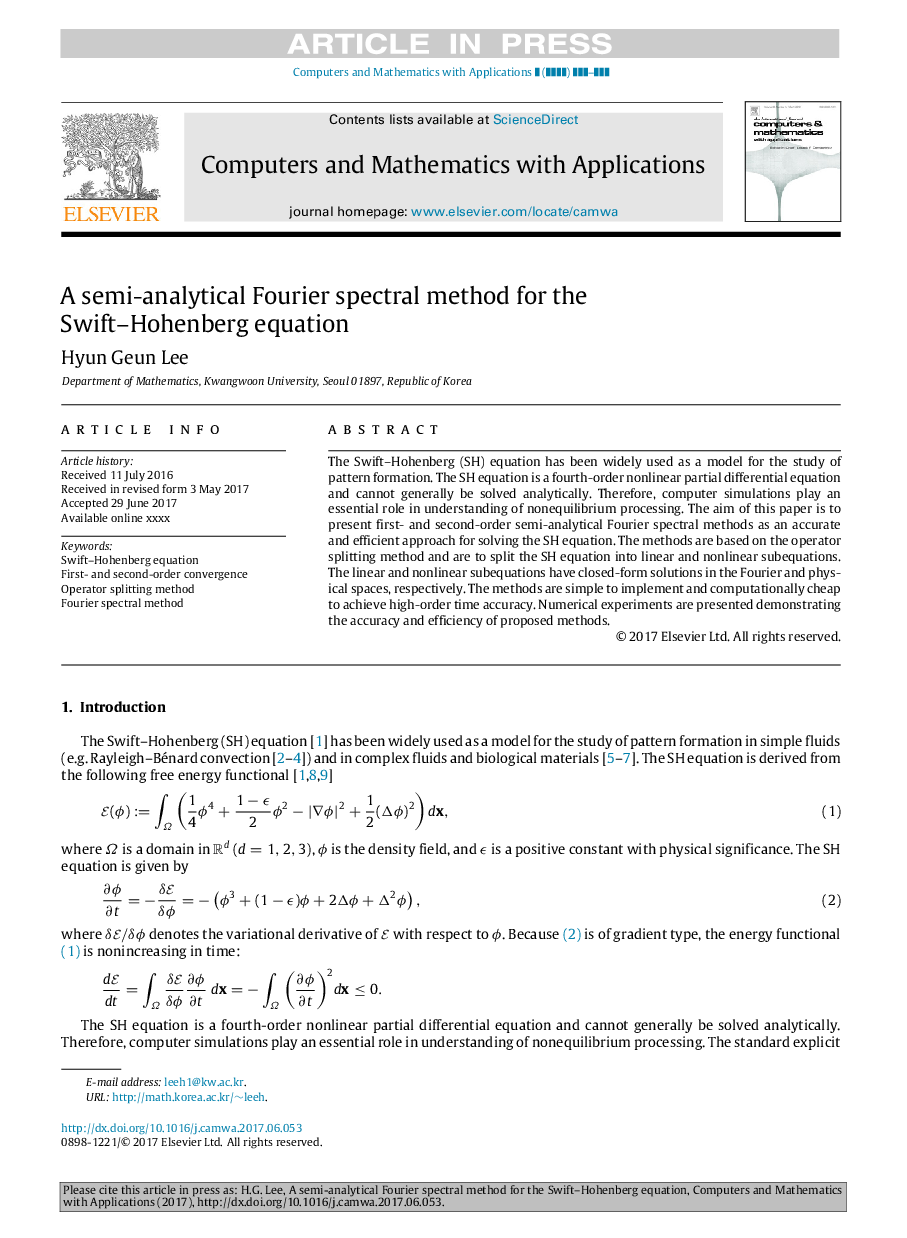 A semi-analytical Fourier spectral method for the Swift-Hohenberg equation