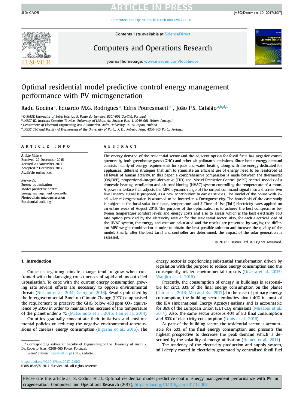 Optimal residential model predictive control energy management performance with PV microgeneration