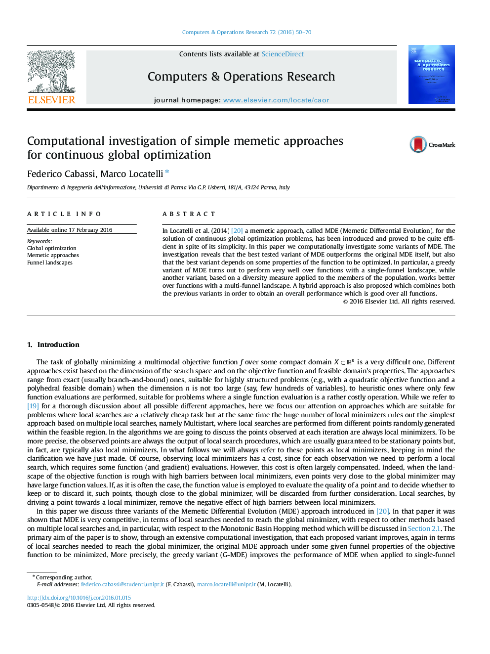 Computational investigation of simple memetic approaches for continuous global optimization