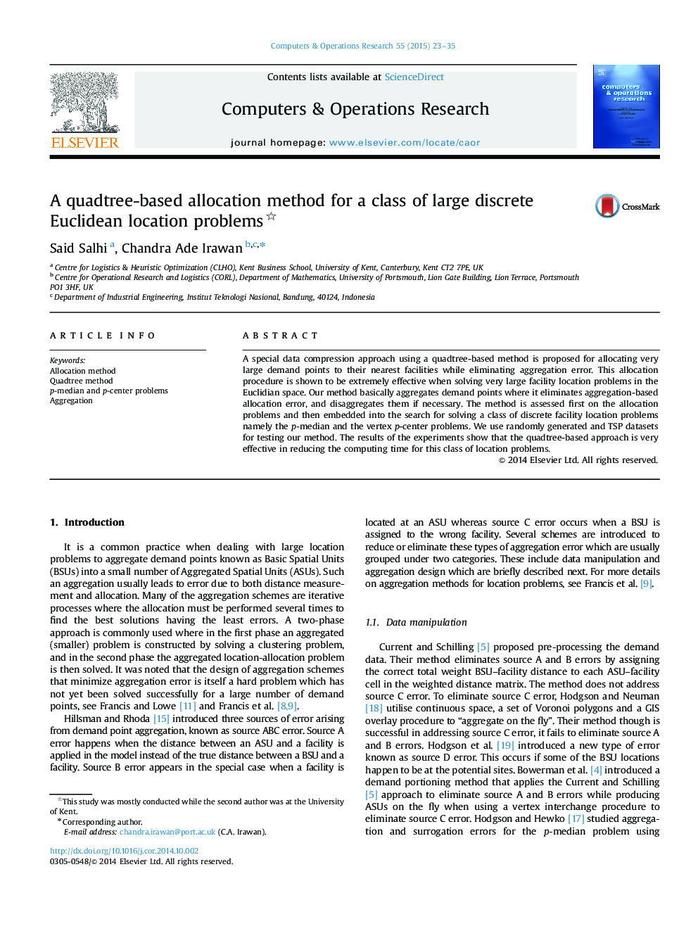 A quadtree-based allocation method for a class of large discrete Euclidean location problems