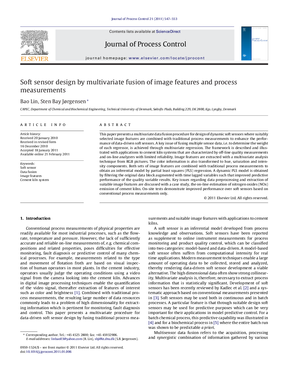 Soft sensor design by multivariate fusion of image features and process measurements