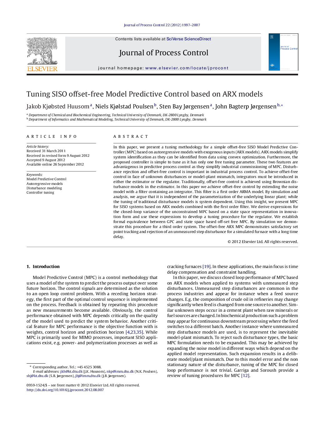 Tuning SISO offset-free Model Predictive Control based on ARX models