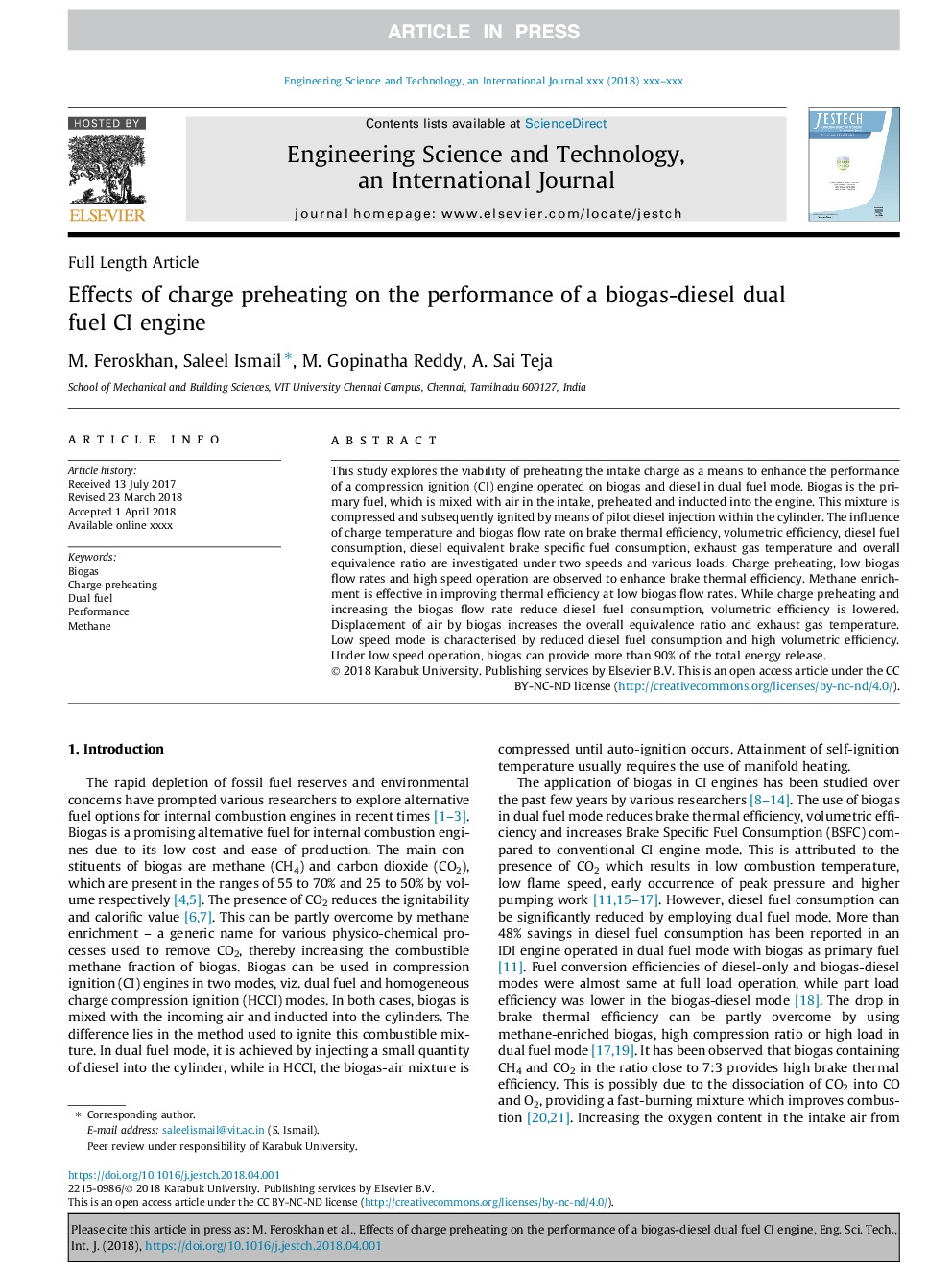 Effects of charge preheating on the performance of a biogas-diesel dual fuel CI engine