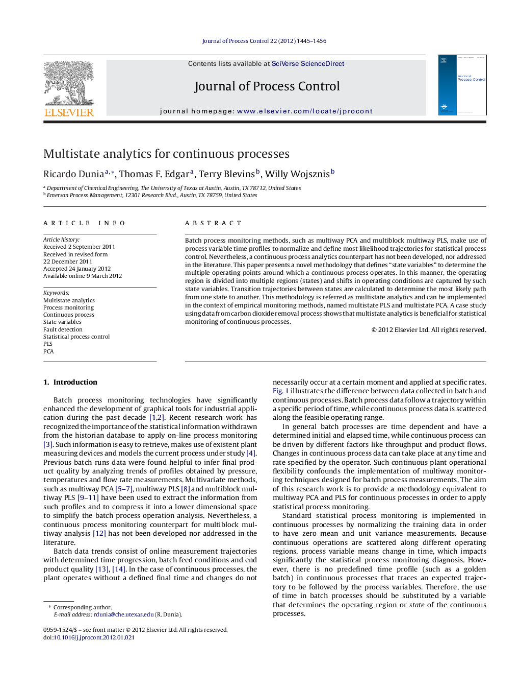 Multistate analytics for continuous processes