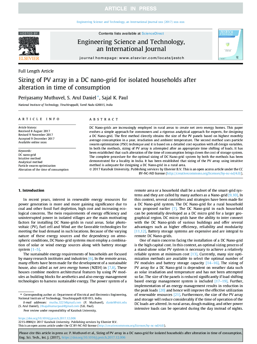 Sizing of PV array in a DC nano-grid for isolated households after alteration in time of consumption