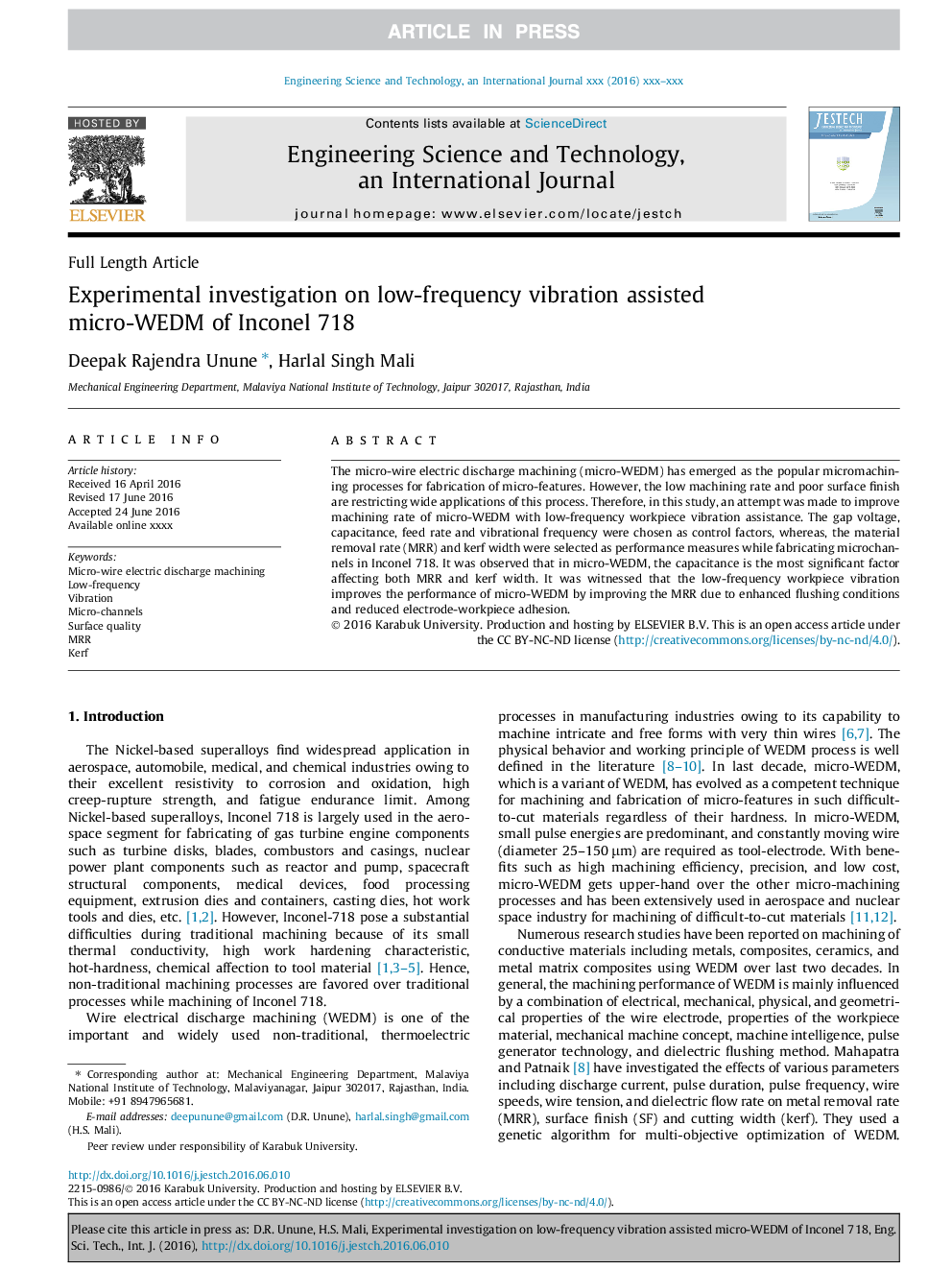 Experimental investigation on low-frequency vibration assisted micro-WEDM of Inconel 718