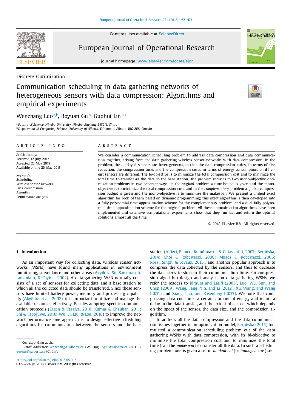 Communication scheduling in data gathering networks of heterogeneous sensors with data compression: Algorithms and empirical experiments