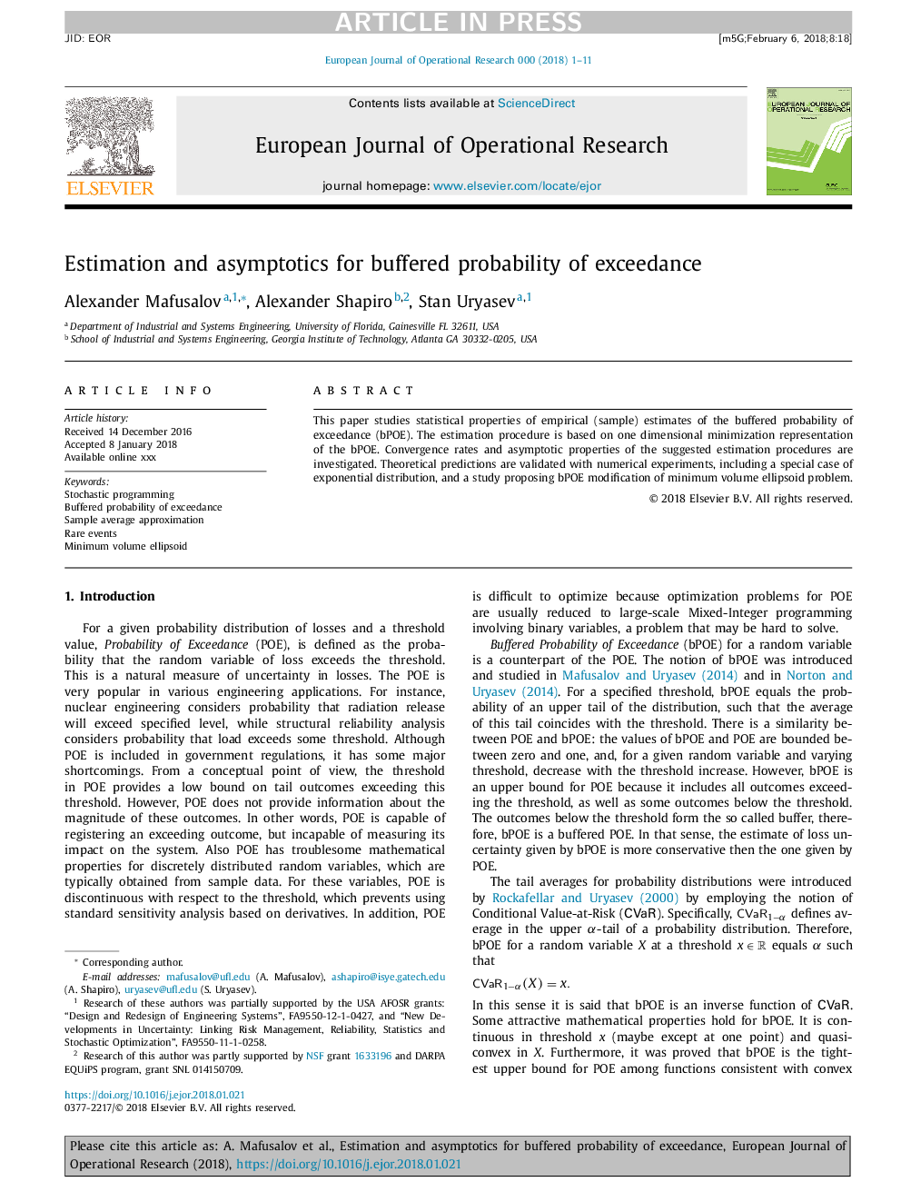 Estimation and asymptotics for buffered probability of exceedance