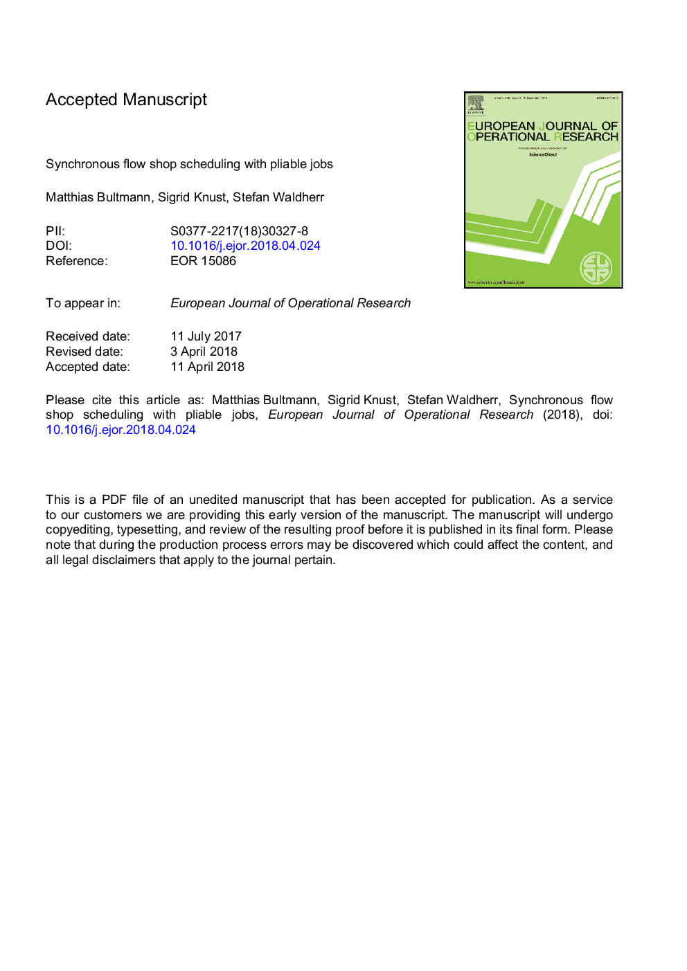 Synchronous flow shop scheduling with pliable jobs