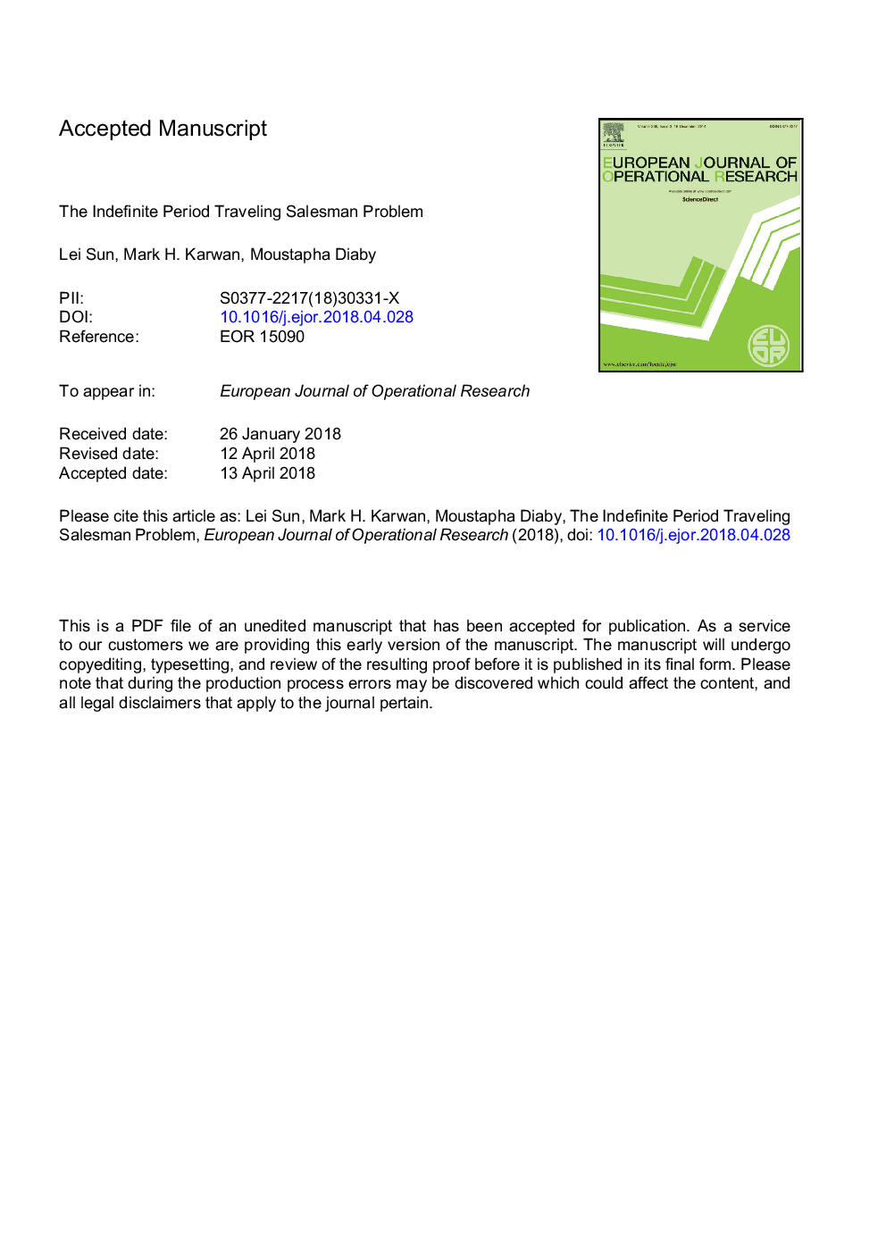 The indefinite period traveling salesman problem