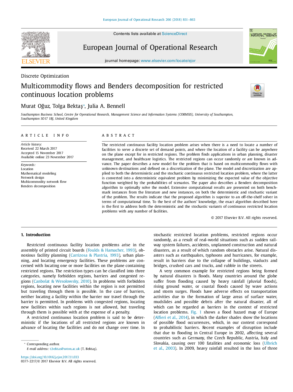 Multicommodity flows and Benders decomposition for restricted continuous location problems