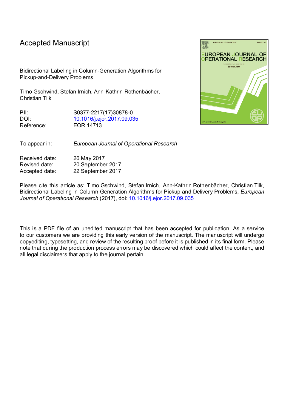 Bidirectional labeling in column-generation algorithms for pickup-and-delivery problems