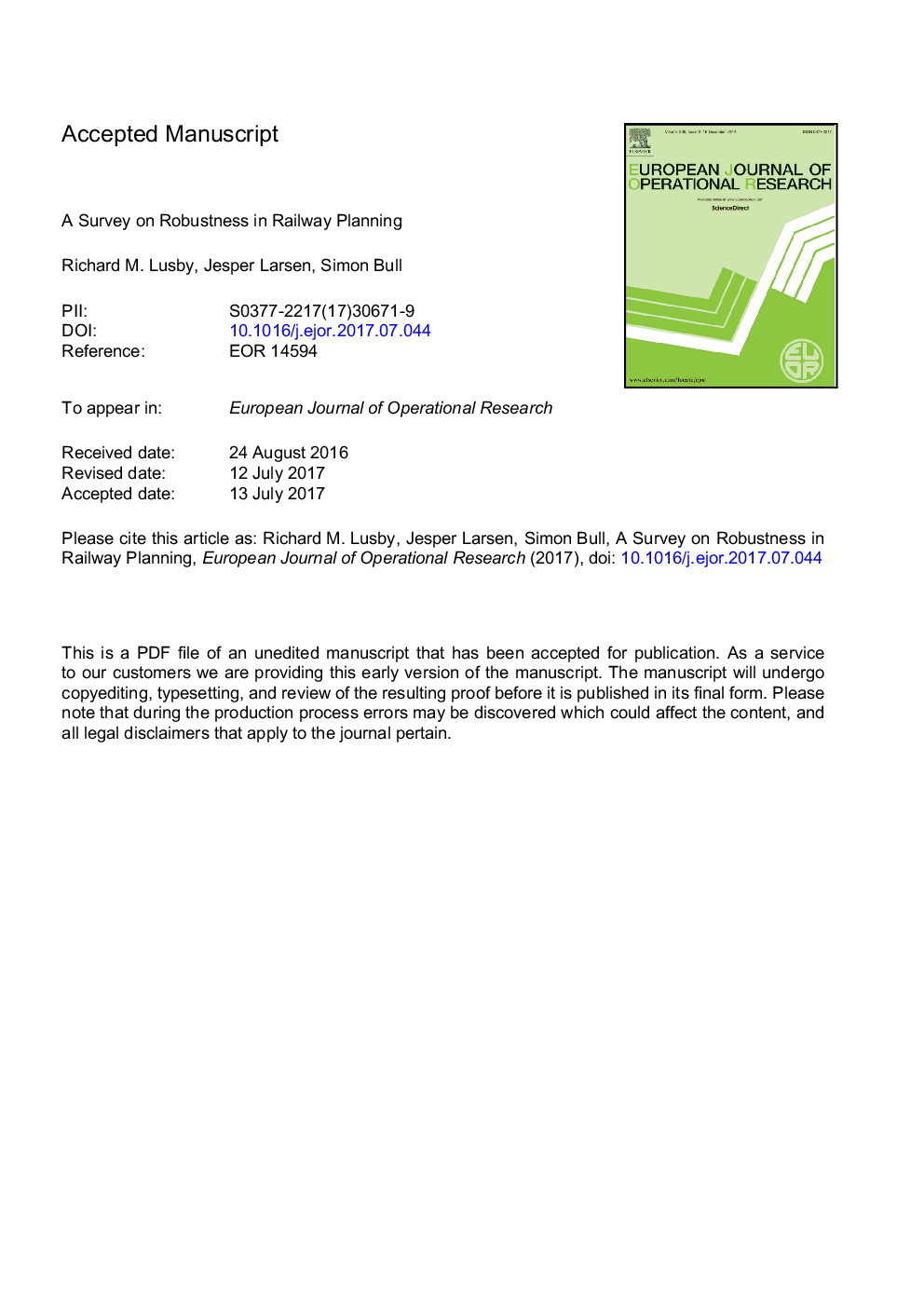 A survey on robustness in railway planning