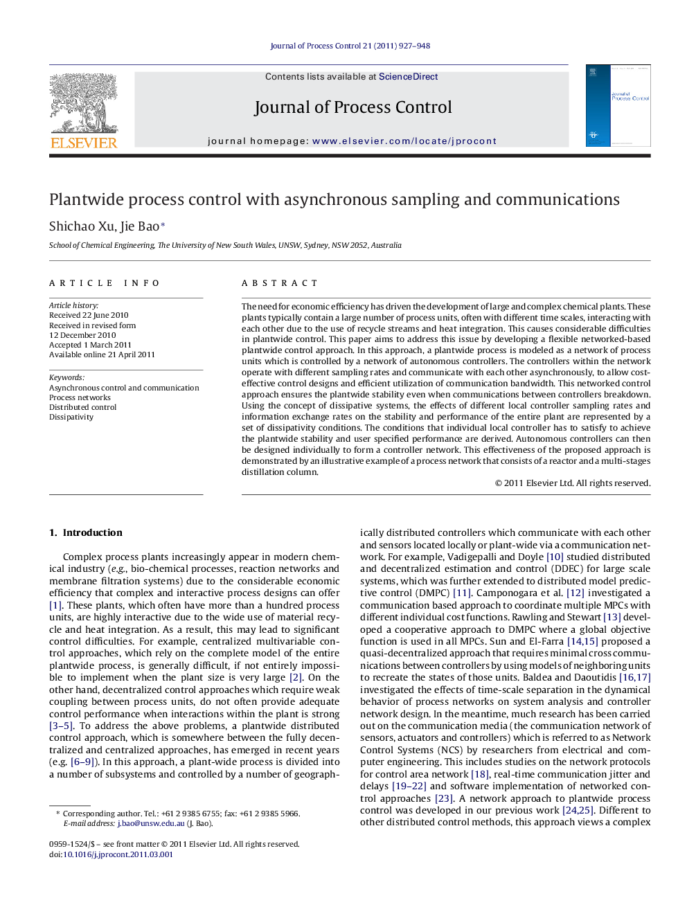 Plantwide process control with asynchronous sampling and communications