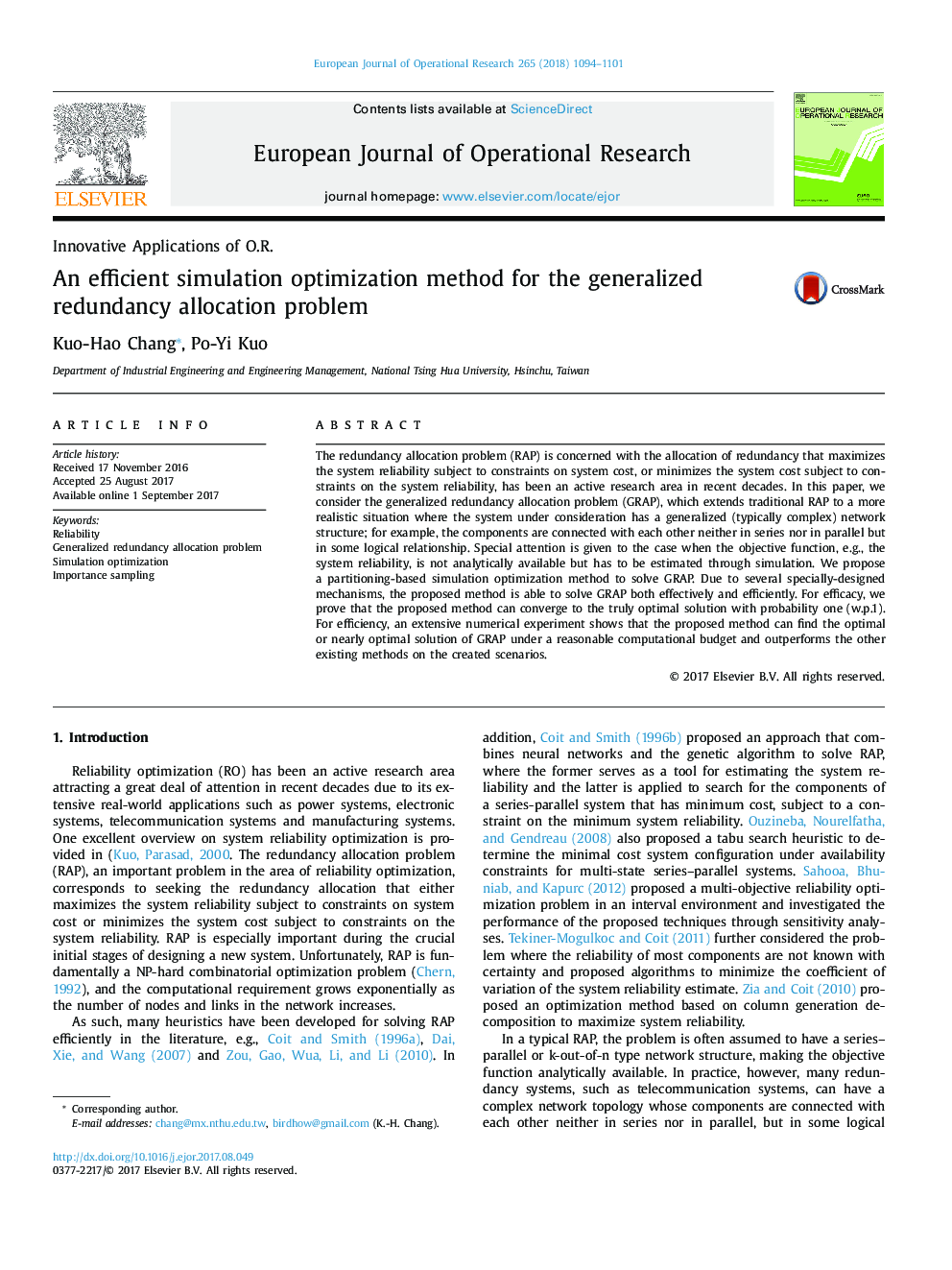 An efficient simulation optimization method for the generalized redundancy allocation problem