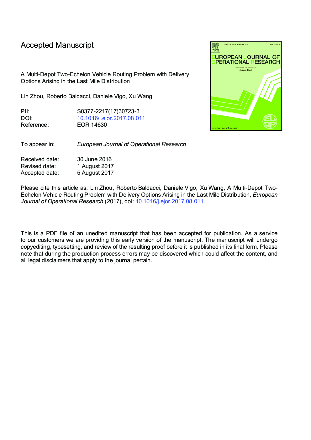 A Multi-Depot Two-Echelon Vehicle Routing Problem with Delivery Options Arising in the Last Mile Distribution