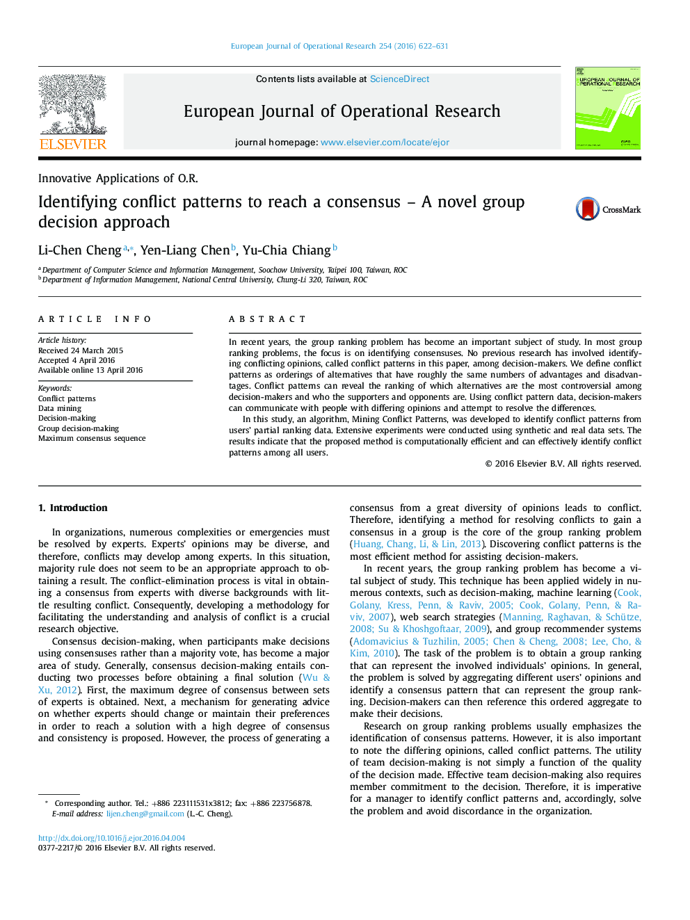 Identifying conflict patterns to reach a consensus - A novel group decision approach