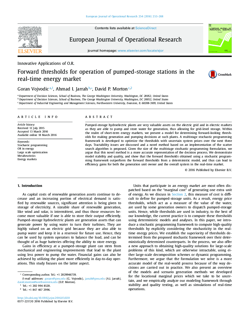 Forward thresholds for operation of pumped-storage stations in the real-time energy market