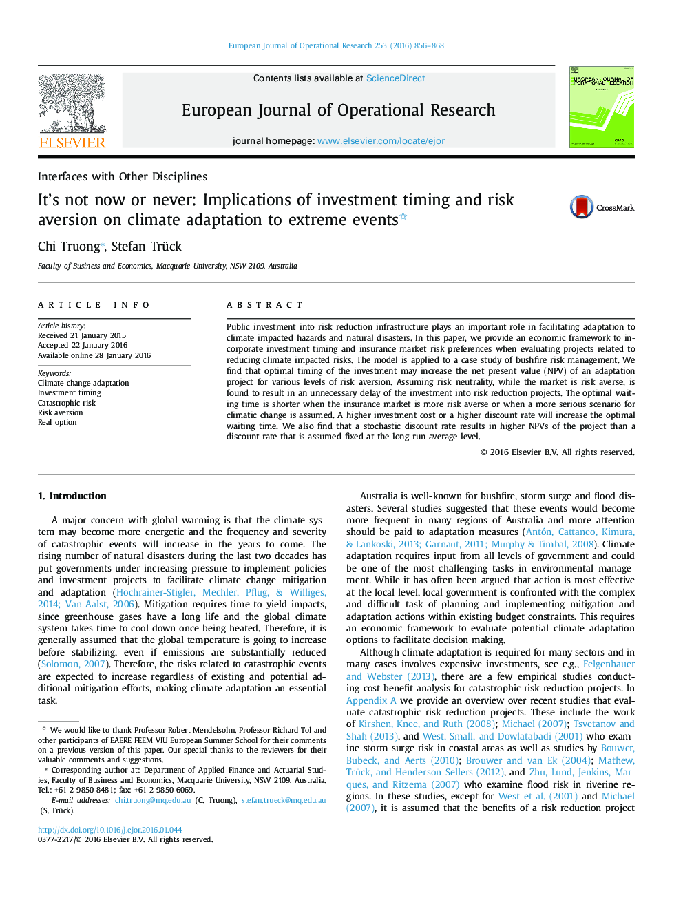 It's not now or never: Implications of investment timing and risk aversion on climate adaptation to extreme events