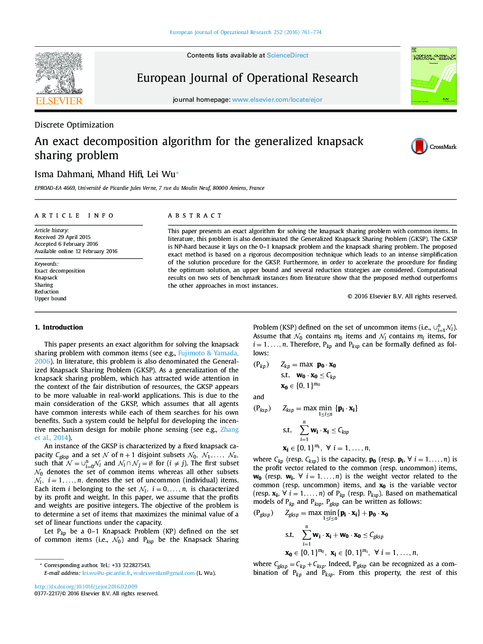 An exact decomposition algorithm for the generalized knapsack sharing problem