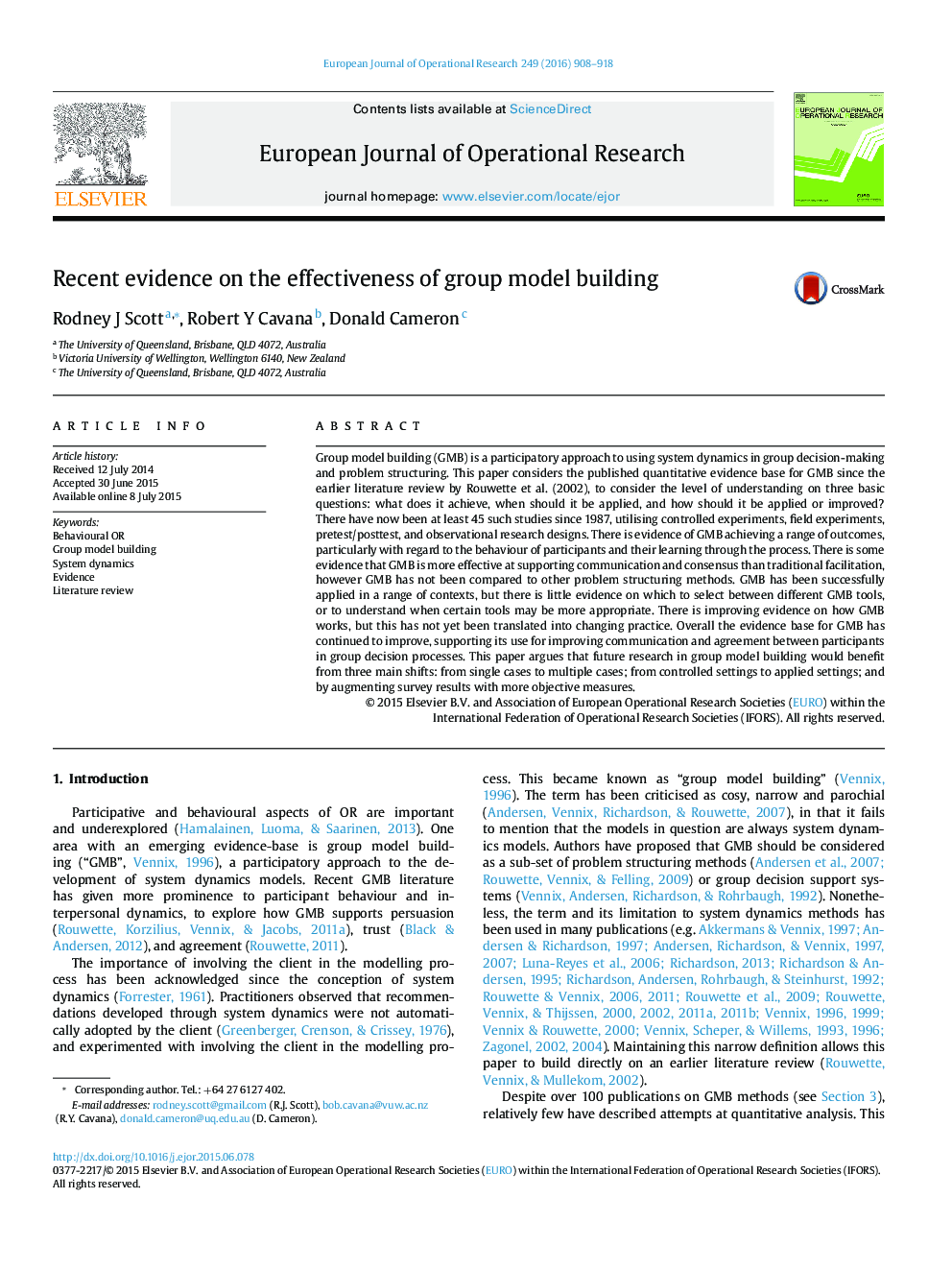 Recent evidence on the effectiveness of group model building