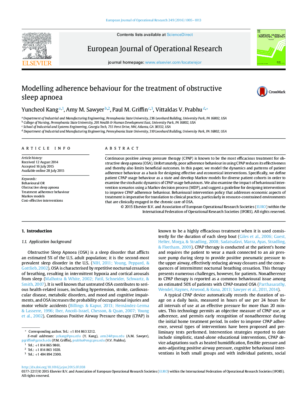 Modelling adherence behaviour for the treatment of obstructive sleep apnoea