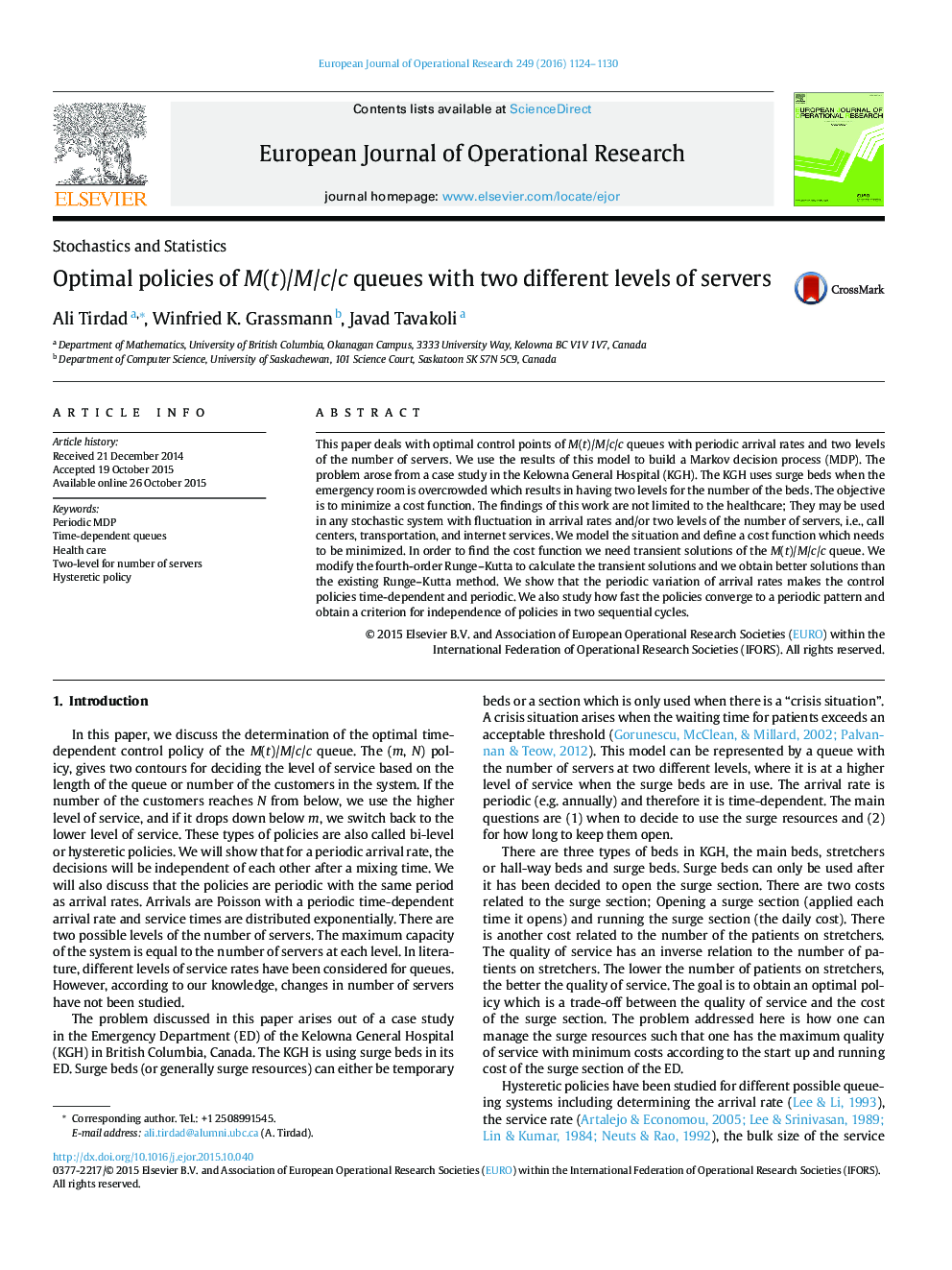 Optimal policies of M(t)/M/c/c queues with two different levels of servers