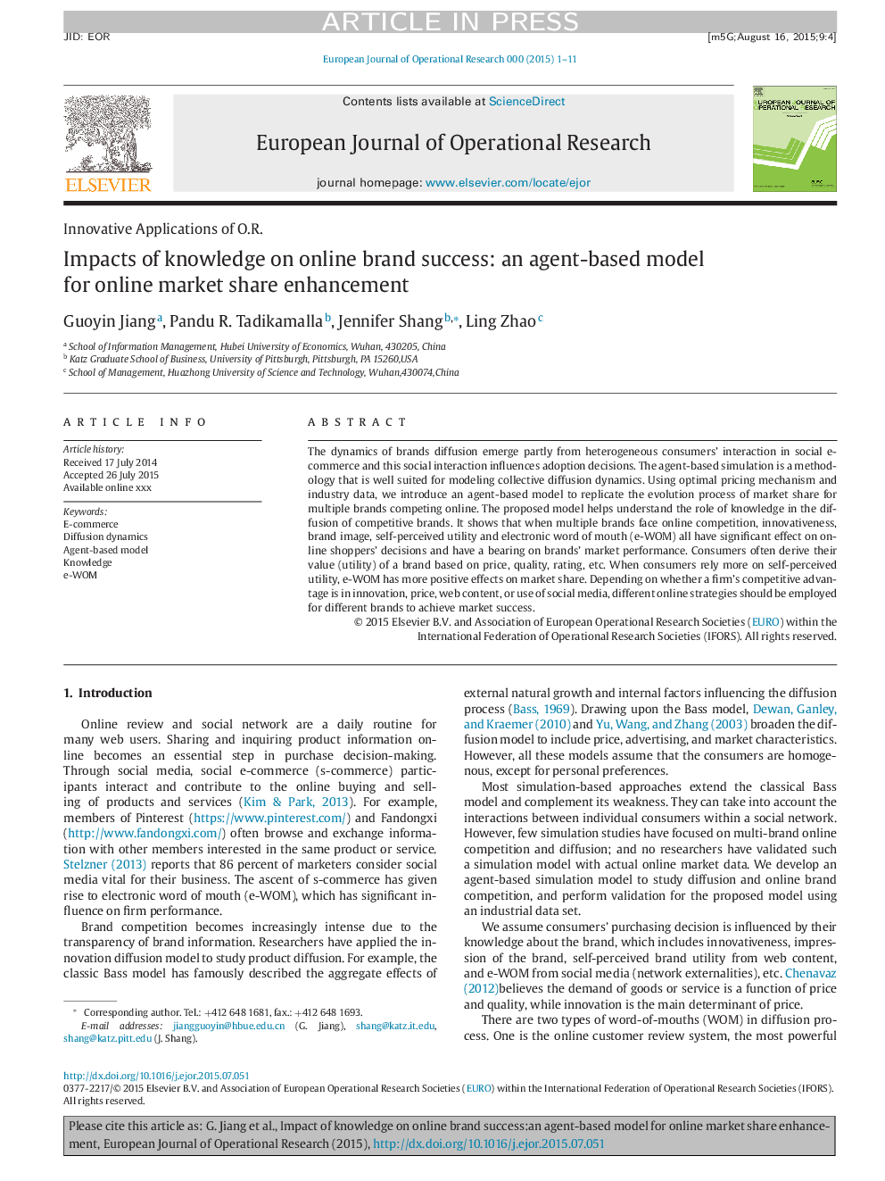 Impacts of knowledge on online brand success: an agent-based model for online market share enhancement