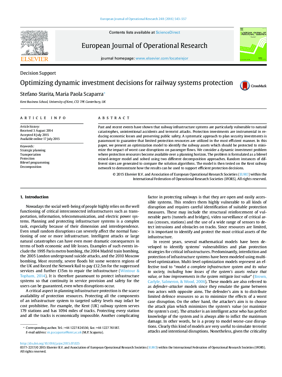 Optimizing dynamic investment decisions for railway systems protection