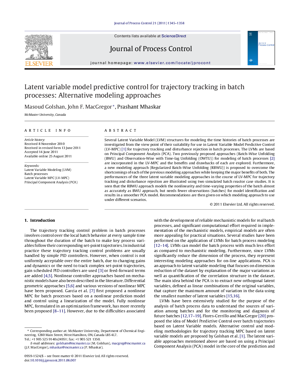 Latent variable model predictive control for trajectory tracking in batch processes: Alternative modeling approaches