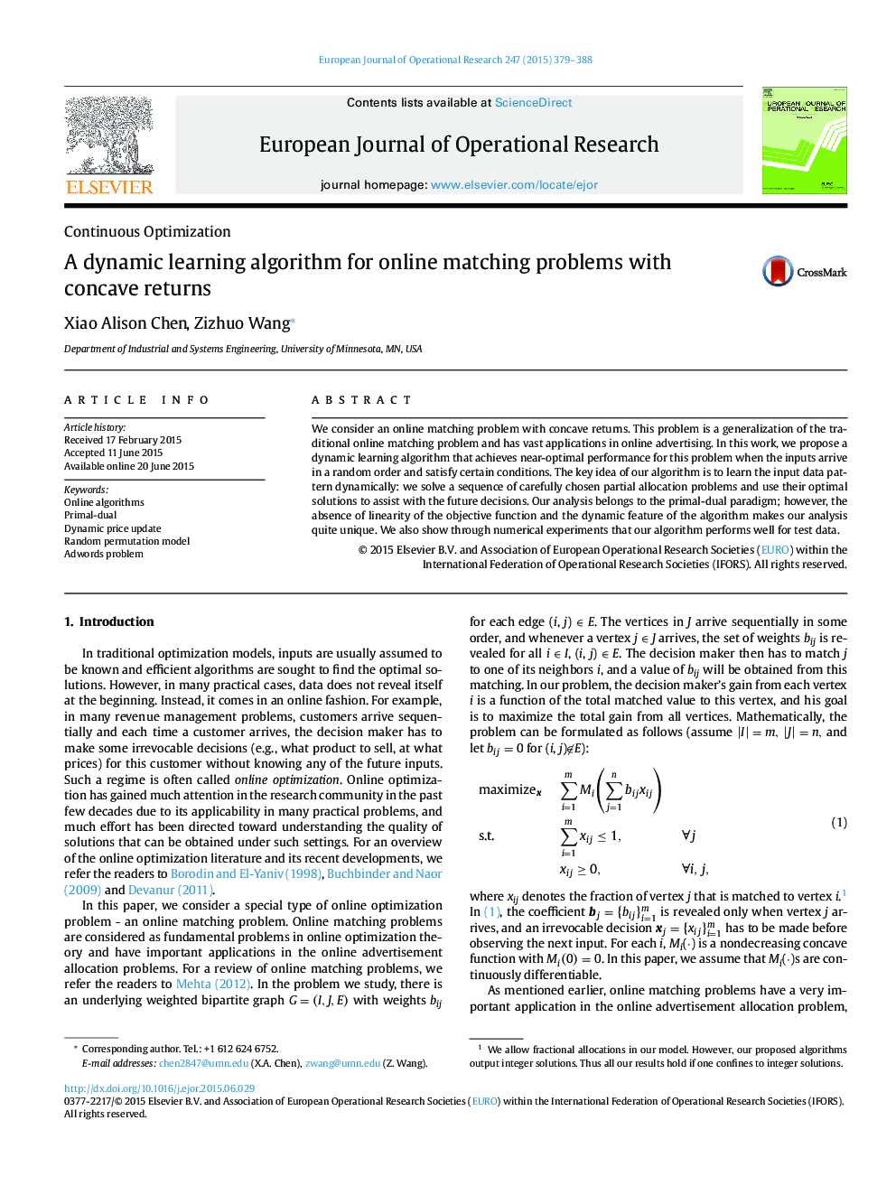 A dynamic learning algorithm for online matching problems with concave returns