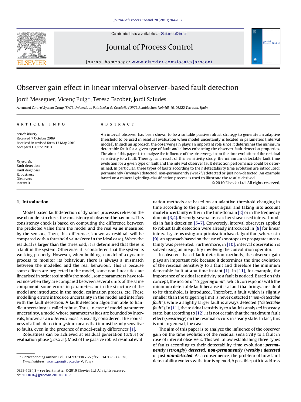 Observer gain effect in linear interval observer-based fault detection