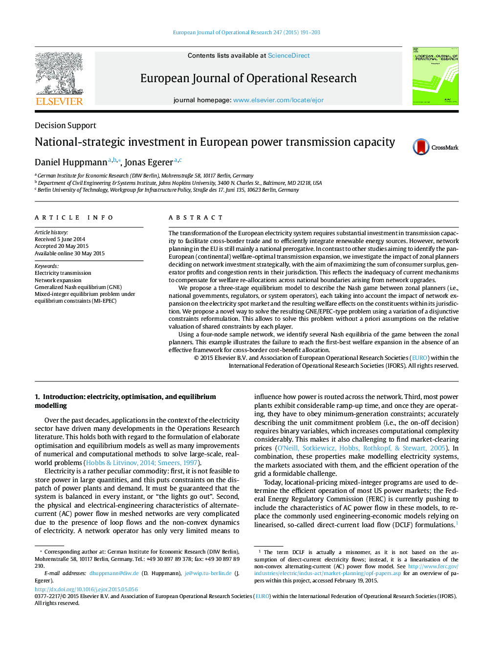 National-strategic investment in European power transmission capacity