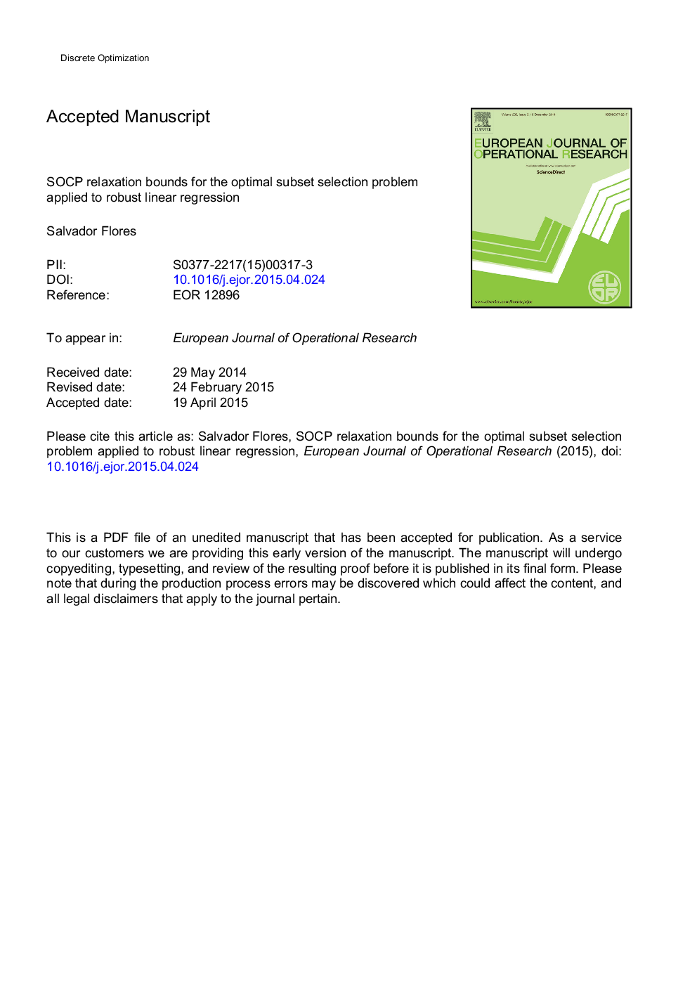 SOCP relaxation bounds for the optimal subset selection problem applied to robust linear regression