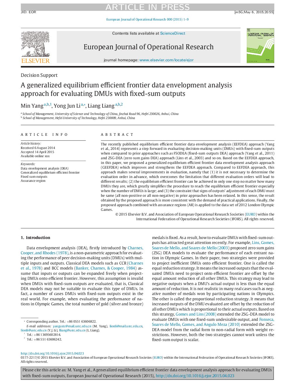 A generalized equilibrium efficient frontier data envelopment analysis approach for evaluating DMUs with fixed-sum outputs