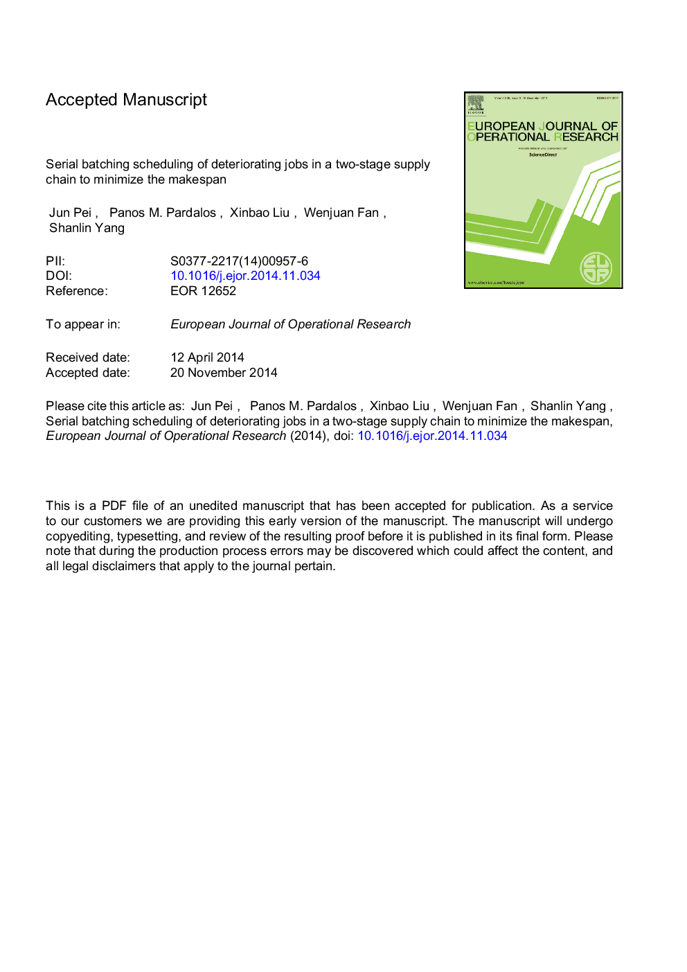 Serial batching scheduling of deteriorating jobs in a two-stage supply chain to minimize the makespan