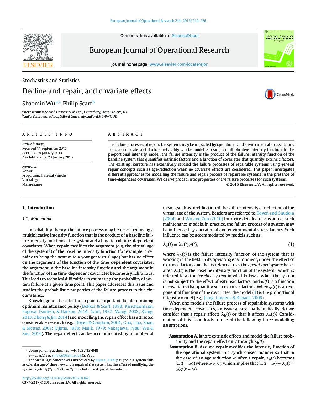 Decline and repair, and covariate effects