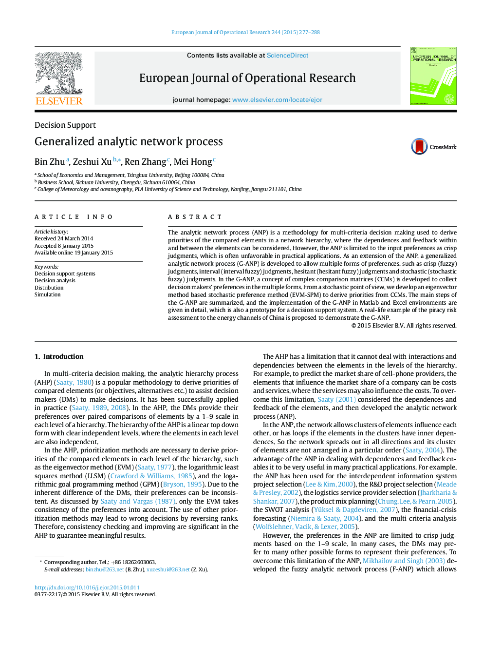 Generalized analytic network process