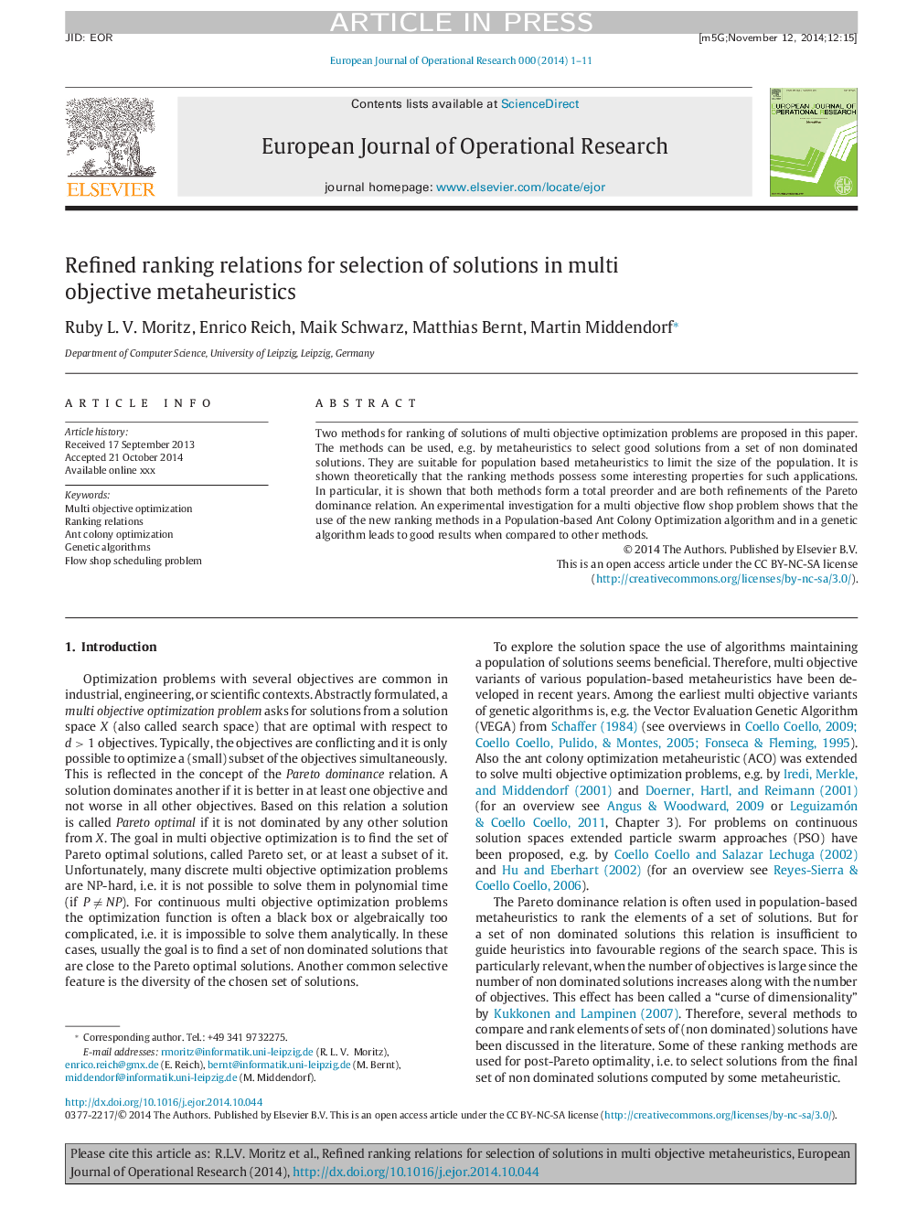 Refined ranking relations for selection of solutions in multi objective metaheuristics