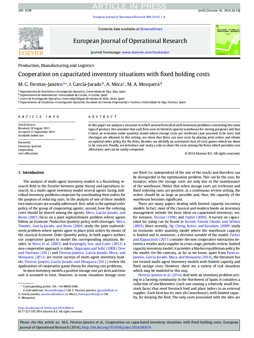 Cooperation on capacitated inventory situations with fixed holding costs